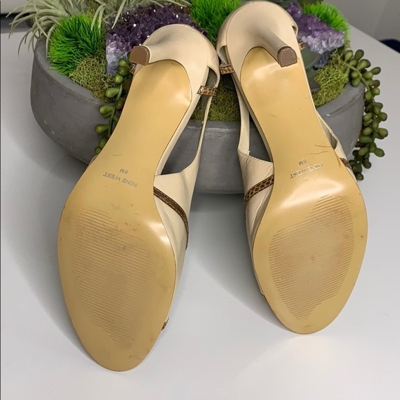 Nine West Cut Out Faux Croc Detail open toe heels neutral 8 - Picture 8 of 8